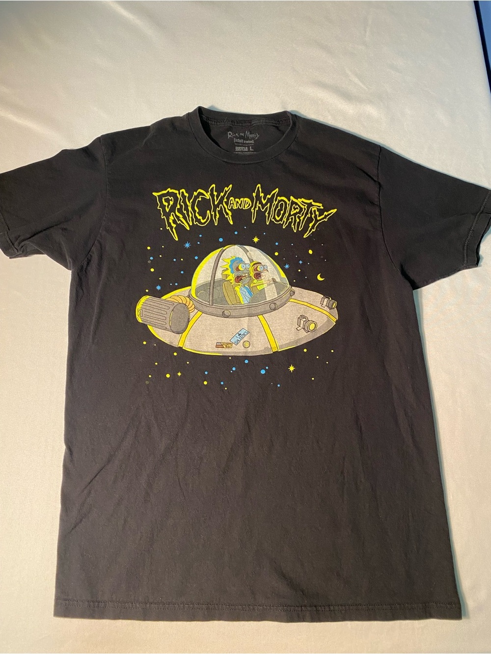 Rick and Morty Black Graphic Tee - UFO Design